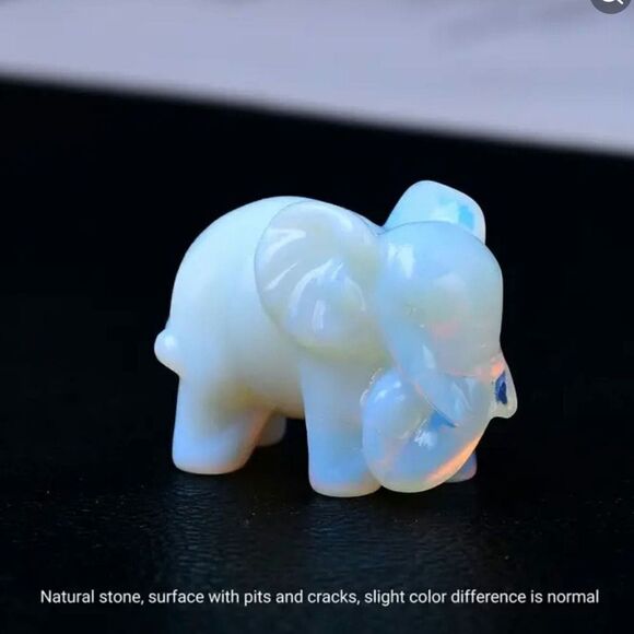 New! Natural Carved Elephant in Opal Balance Stone - Picture 1 of 3
